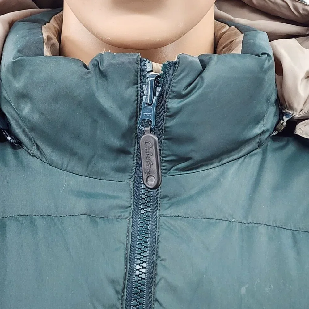 Cabelas XL Reg Reversible Premier Northern Goose Down Puffer Jacket Green & Beig - Picture 8 of 11